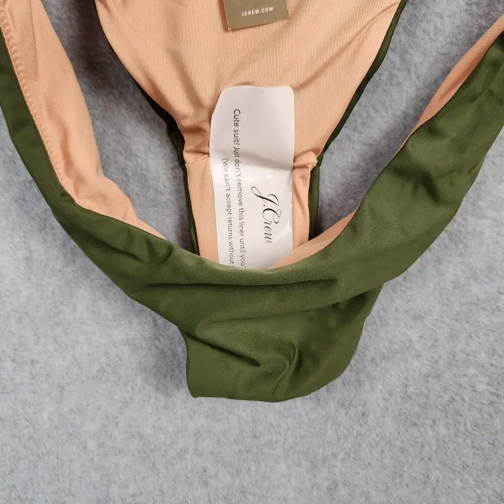 NWT J. Crew Curved-waist Cheeky Bikini Bottom Size Medium Green BC125